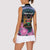 Personalised Kenya Lilac Breasted Roller Women Sleeveless Polo Shirt Mix Maasai Shield With Orchid Flower - Wonder Print Shop