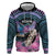 Personalised Kenya Lilac Breasted Roller Zip Hoodie Mix Maasai Shield With Orchid Flower - Wonder Print Shop