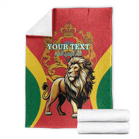 Personalized Morocco proclamation blanket, folded; lion crown crest on red yellow green