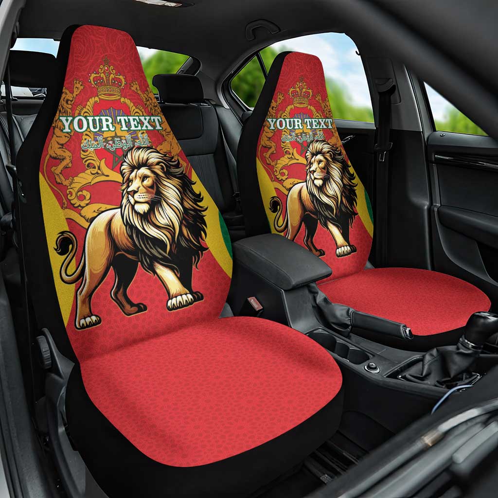 Personalised Morocco Proclamation Day Car Seat Cover Barbary Lion Mix Islamic Pattern