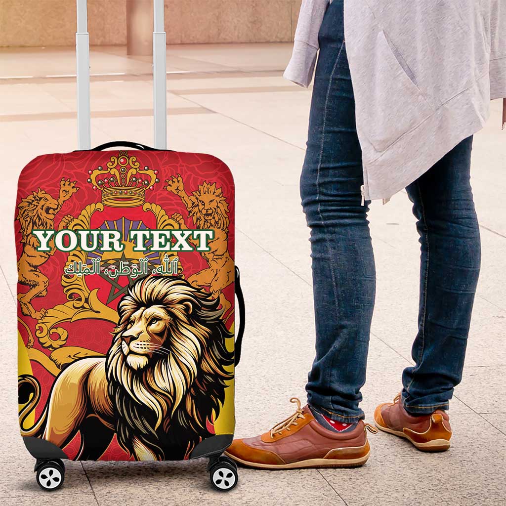 Personalised Morocco Proclamation Day Luggage Cover Barbary Lion Mix Islamic Pattern