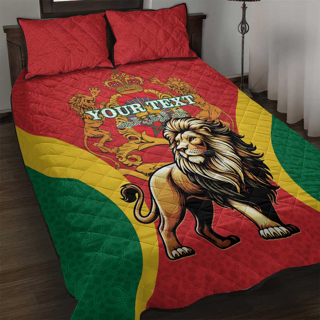 Personalised Morocco Proclamation Day Quilt Bed Set Barbary Lion Mix Islamic Pattern