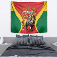 Morocco proclamation day wall tapestry with detailed lion and crown graphic, 'YOUR TEXT'