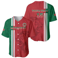 Red and green Morocco football baseball jersey with lion print and numbered 15