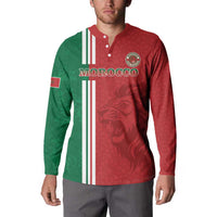Red and green football button sweatshirt with MOROCCO front text, crest and lion emblem