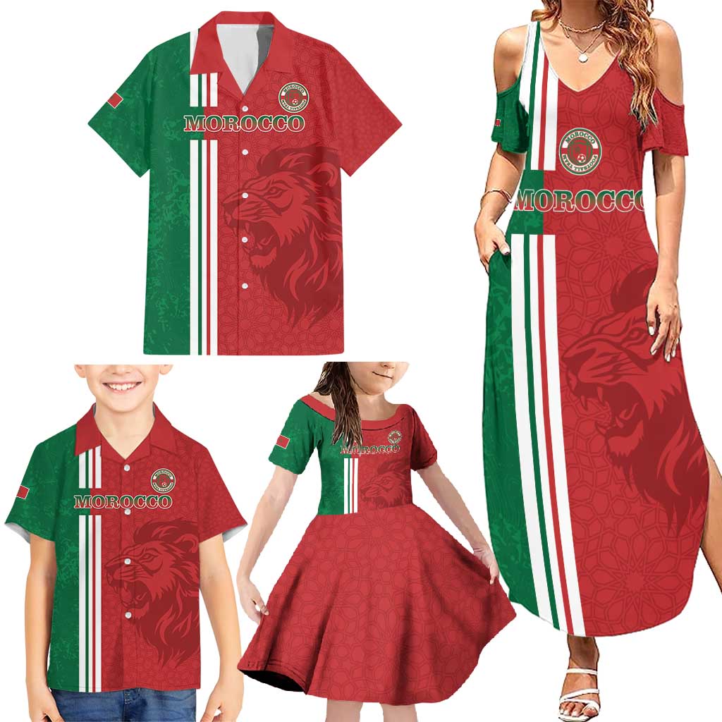 Custom Morocco Football Family Matching Summer Maxi Dress and Hawaiian Shirt Go Atlas Lions