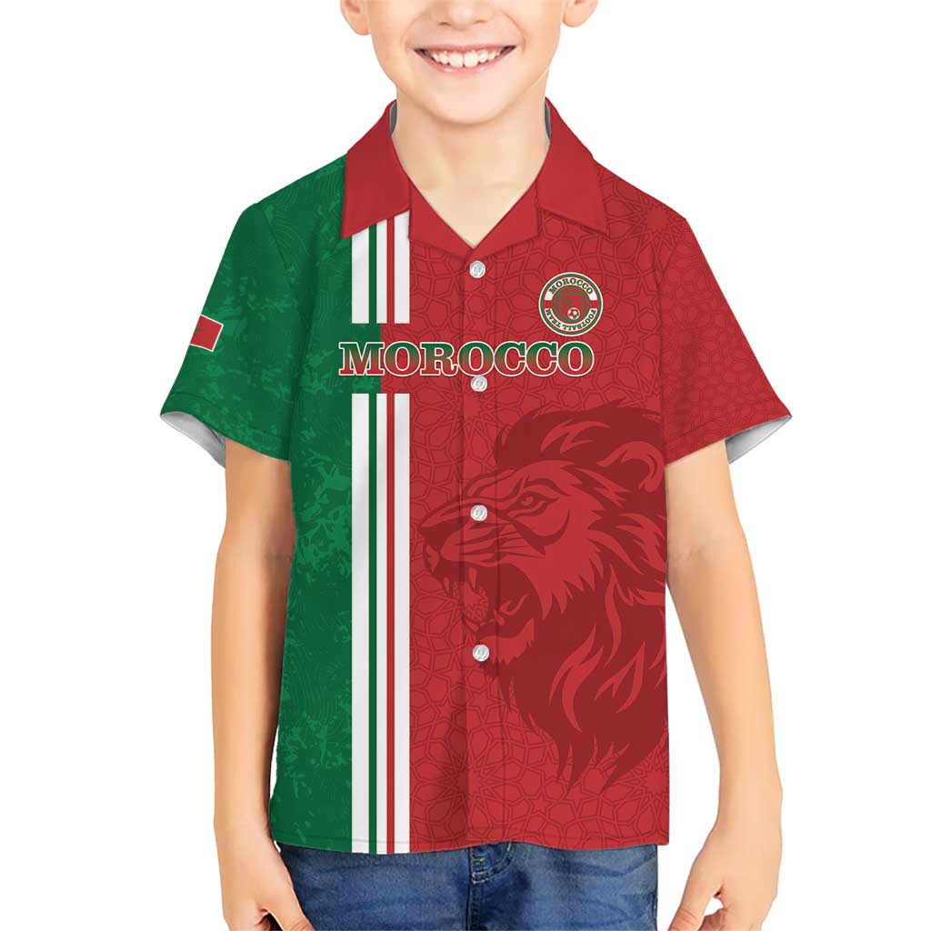 Custom Morocco Football Kid Hawaiian Shirt Go Atlas Lions