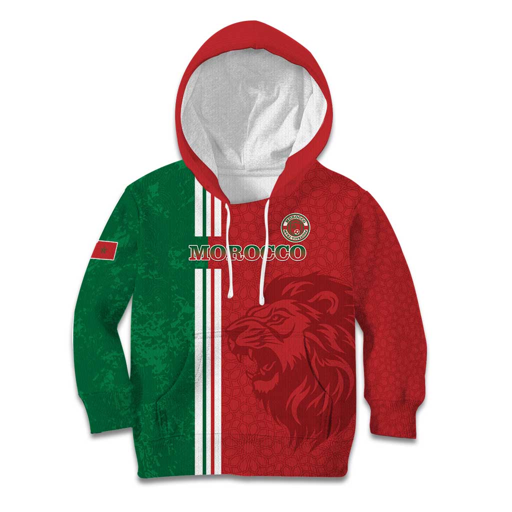 Custom Morocco Football Kid Hoodie Go Atlas Lions