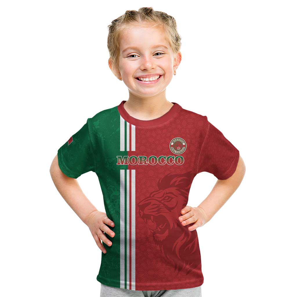 Custom Morocco Football Kid T Shirt Go Atlas Lions