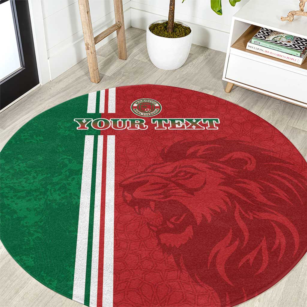 Custom Morocco Football Round Carpet Go Atlas Lions