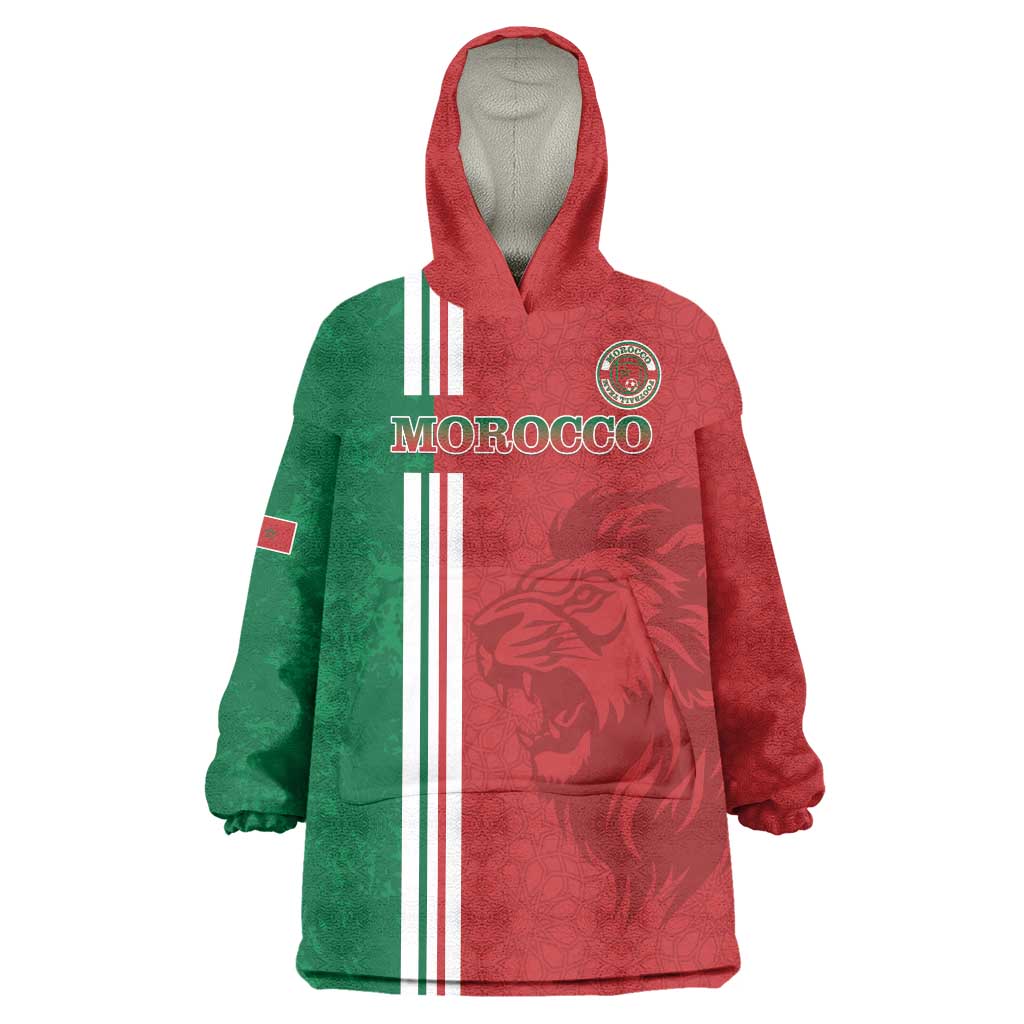 Custom Morocco Football Wearable Blanket Hoodie Go Atlas Lions