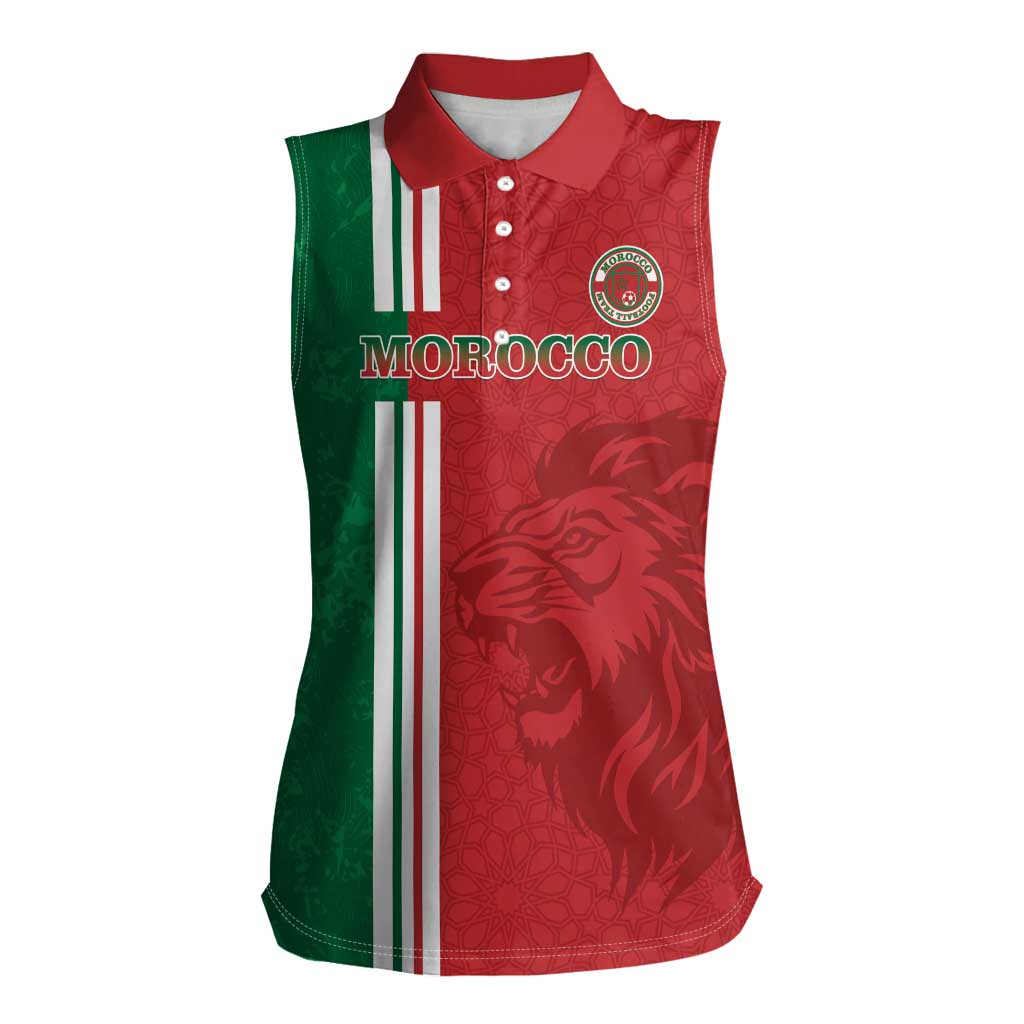 Custom Morocco Football Women Sleeveless Polo Shirt Go Atlas Lions