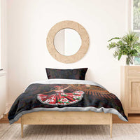 Dark paisley bedding set with red and green floral traditional dancer motif on duvet