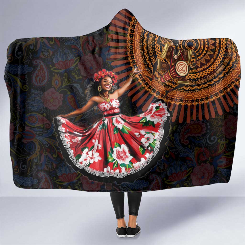 Sega Traditional Dance Hooded Blanket Paisley Mix African Pattern