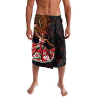 Knee-length sarong skirt with colorful African paisley print panel on dark base
