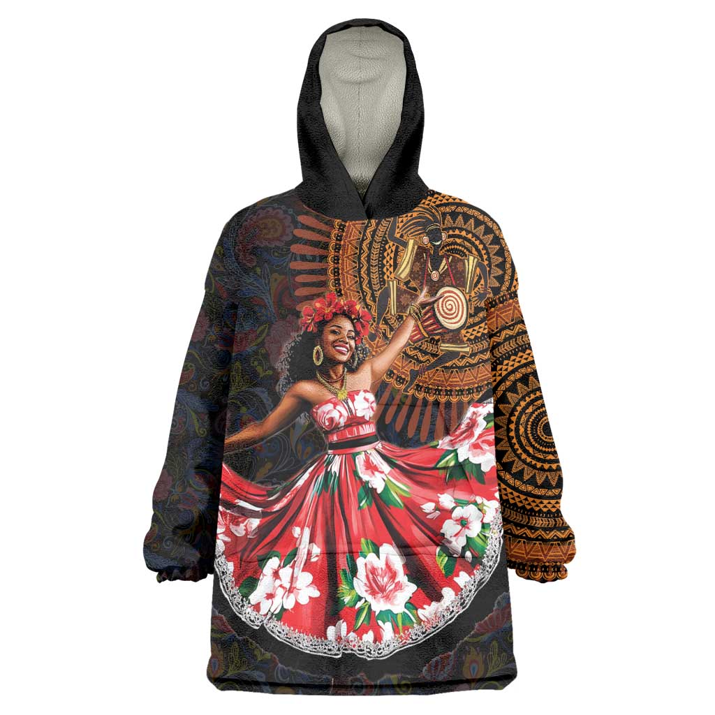 Sega Traditional Dance Wearable Blanket Hoodie Paisley Mix African Pattern