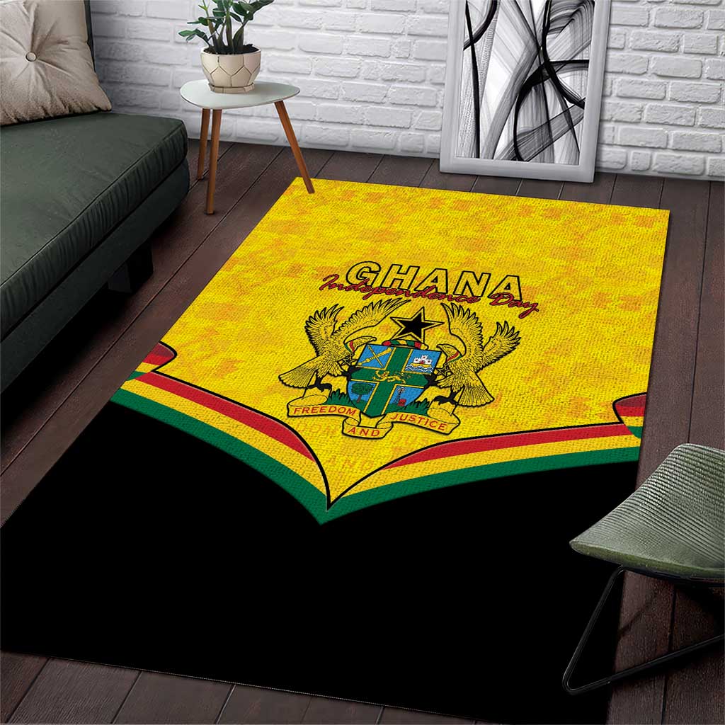 Ghana Independence Day Area Rug Coat Of Arms With Kente Pattern