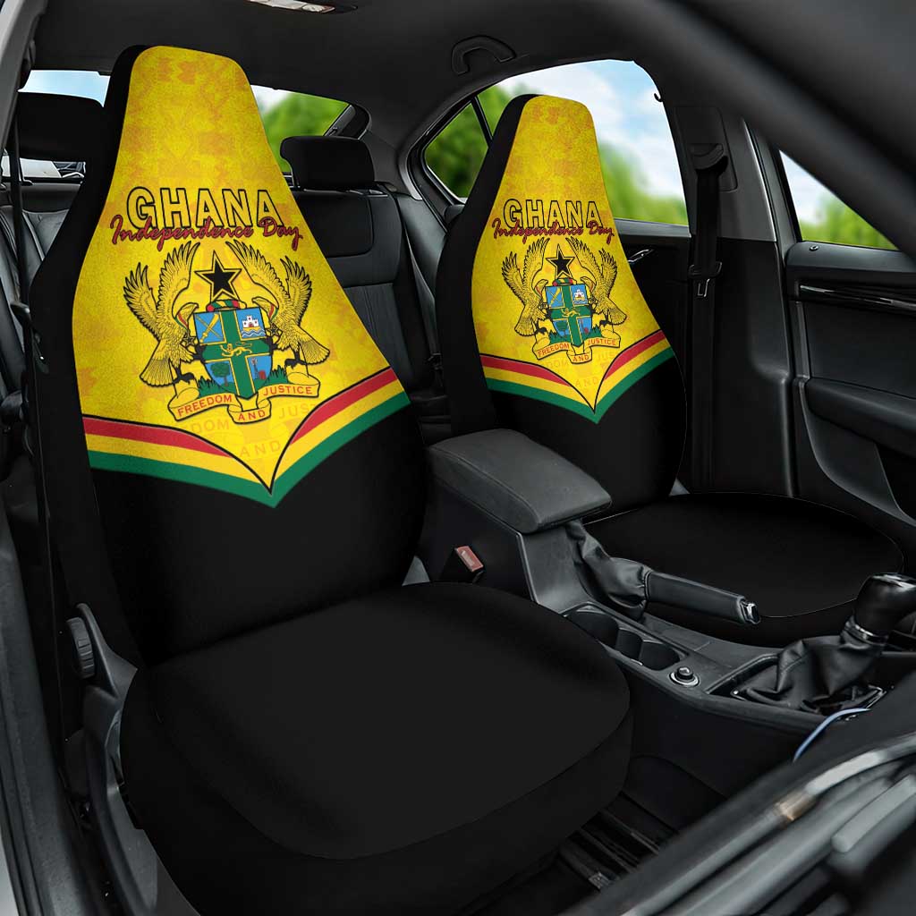 Ghana Independence Day Car Seat Cover Coat Of Arms With Kente Pattern