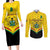 Personalised Ghana Independence Day Couples Matching Long Sleeve Bodycon Dress and Long Sleeve Button Shirt Coat Of Arms With Kente Pattern