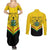 Personalised Ghana Independence Day Couples Matching Summer Maxi Dress and Long Sleeve Button Shirt Coat Of Arms With Kente Pattern