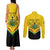 Personalised Ghana Independence Day Couples Matching Tank Maxi Dress and Long Sleeve Button Shirt Coat Of Arms With Kente Pattern