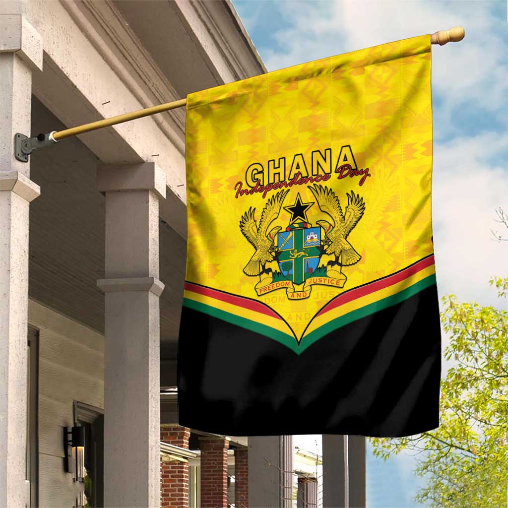 Ghana Independence Day Garden Flag Coat Of Arms With Kente Pattern