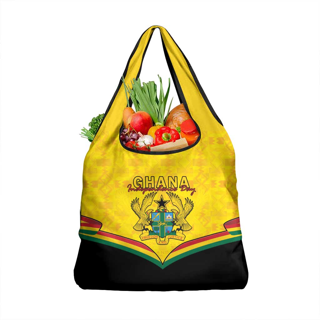 Ghana Independence Day Grocery Bag Coat Of Arms With Kente Pattern