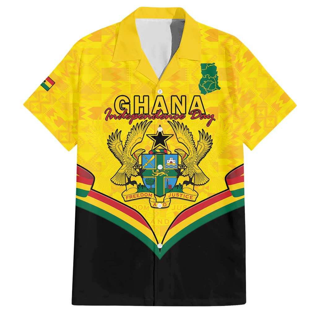 Personalised Ghana Independence Day Hawaiian Shirt Coat Of Arms With Kente Pattern