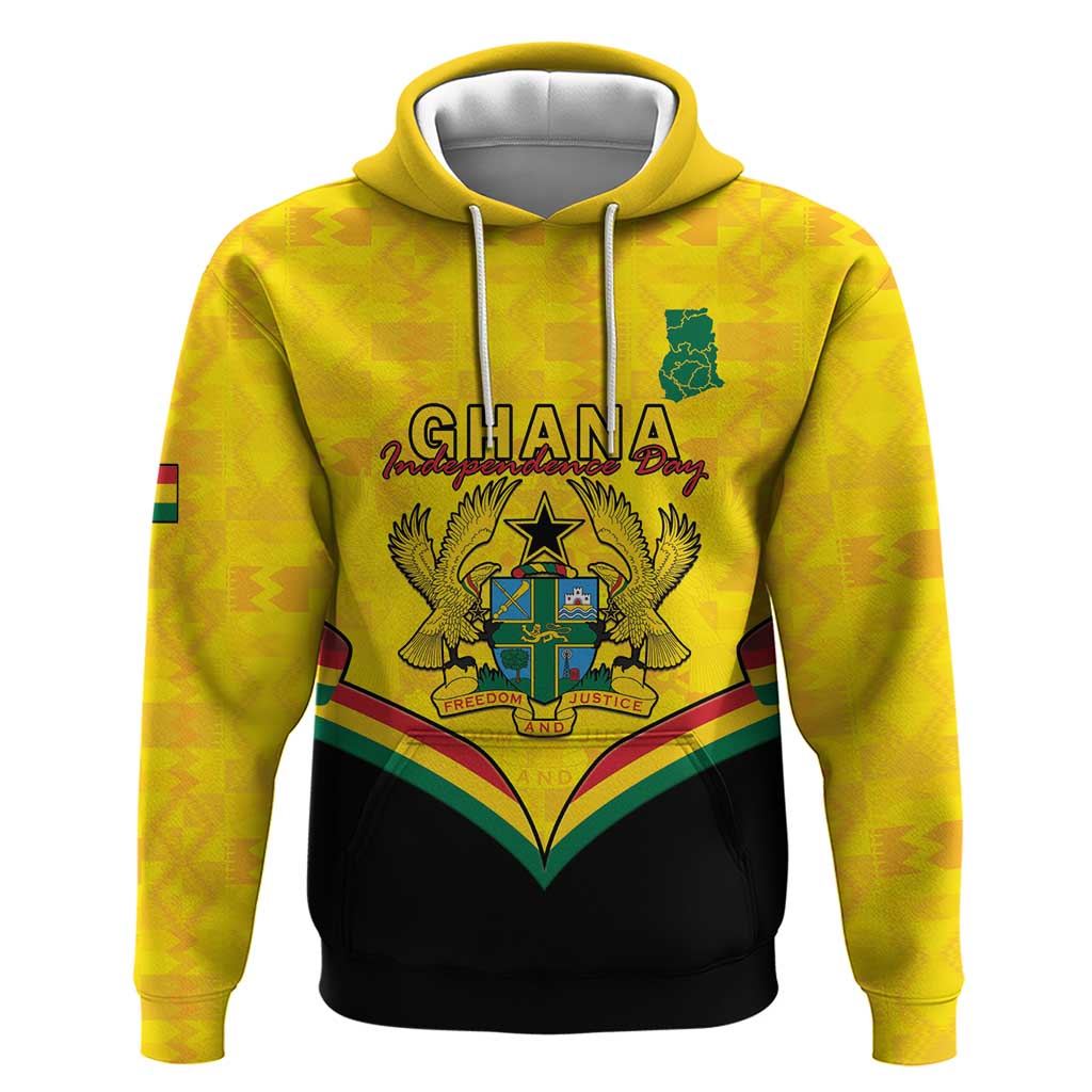 Personalised Ghana Independence Day Hoodie Coat Of Arms With Kente Pattern