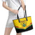 Ghana Independence Day Leather Tote Bag Coat Of Arms With Kente Pattern