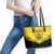 Ghana Independence Day Leather Tote Bag Coat Of Arms With Kente Pattern