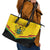 Ghana Independence Day Leather Tote Bag Coat Of Arms With Kente Pattern