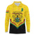 Personalised Ghana Independence Day Long Sleeve Polo Shirt Coat Of Arms With Kente Pattern