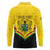 Personalised Ghana Independence Day Long Sleeve Polo Shirt Coat Of Arms With Kente Pattern