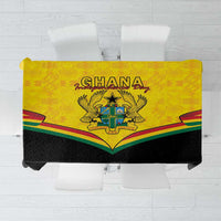 Ghana independence tablecloth with Coat of Arms center and yellow Kente-style pattern