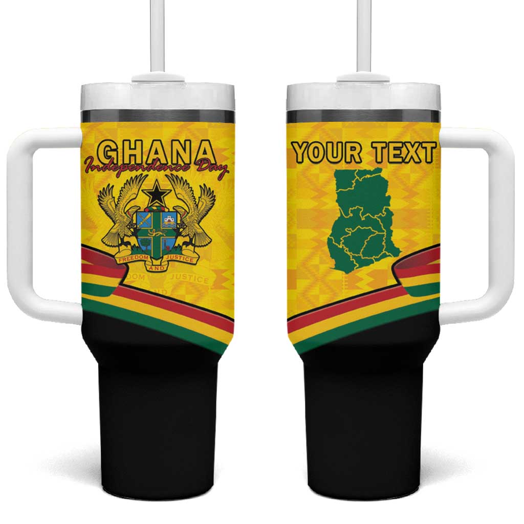 Personalised Ghana Independence Day Tumbler With Handle Coat Of Arms With Kente Pattern - Wonder Print Shop