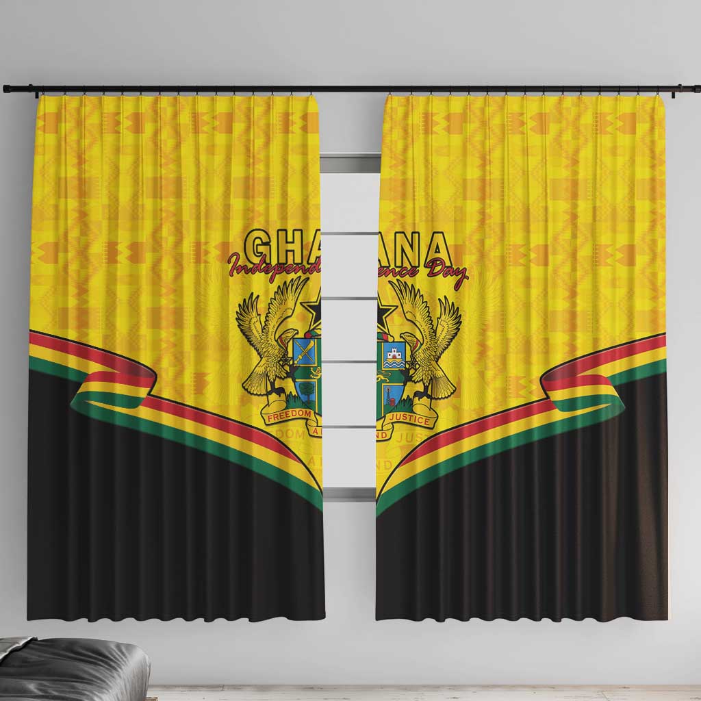 Ghana Independence Day Window Curtain Coat Of Arms With Kente Pattern - Wonder Print Shop