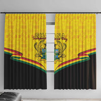 Ghana Independence Day window curtain panels with coat of arms crest and Kente stripes