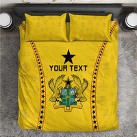 Yellow football bedding set with two pillowcases, star-and-crest panel and side stripe trim