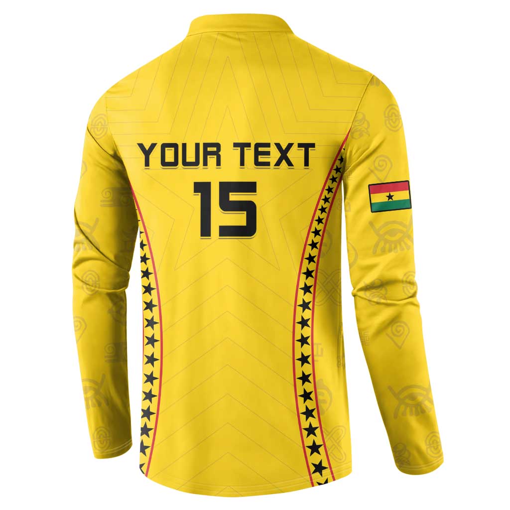 Yellow football button sweatshirt back with YOUR TEXT, number 15, and trim stripe