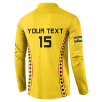 Yellow football button sweatshirt back with YOUR TEXT, number 15, and trim stripe