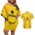 Custom Ghana Football Couples Matching Off Shoulder Short Dress and Hawaiian Shirt Go Black Stars