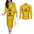 Custom Ghana Football Couples Matching Off The Shoulder Long Sleeve Dress and Long Sleeve Button Shirt Go Black Stars