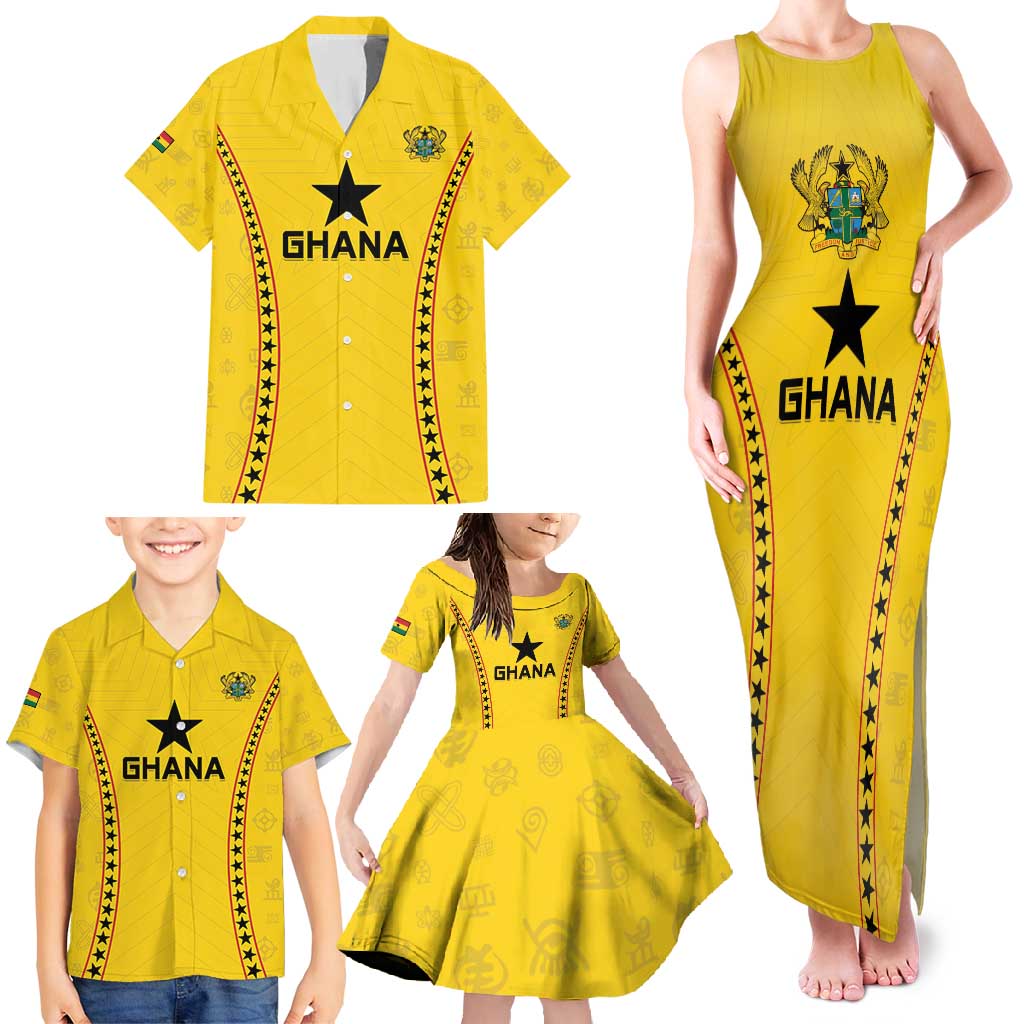 Custom Ghana Football Family Matching Tank Maxi Dress and Hawaiian Shirt Go Black Stars