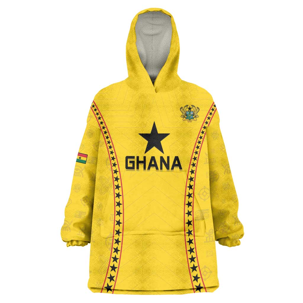 Custom Ghana Football Wearable Blanket Hoodie Go Black Stars