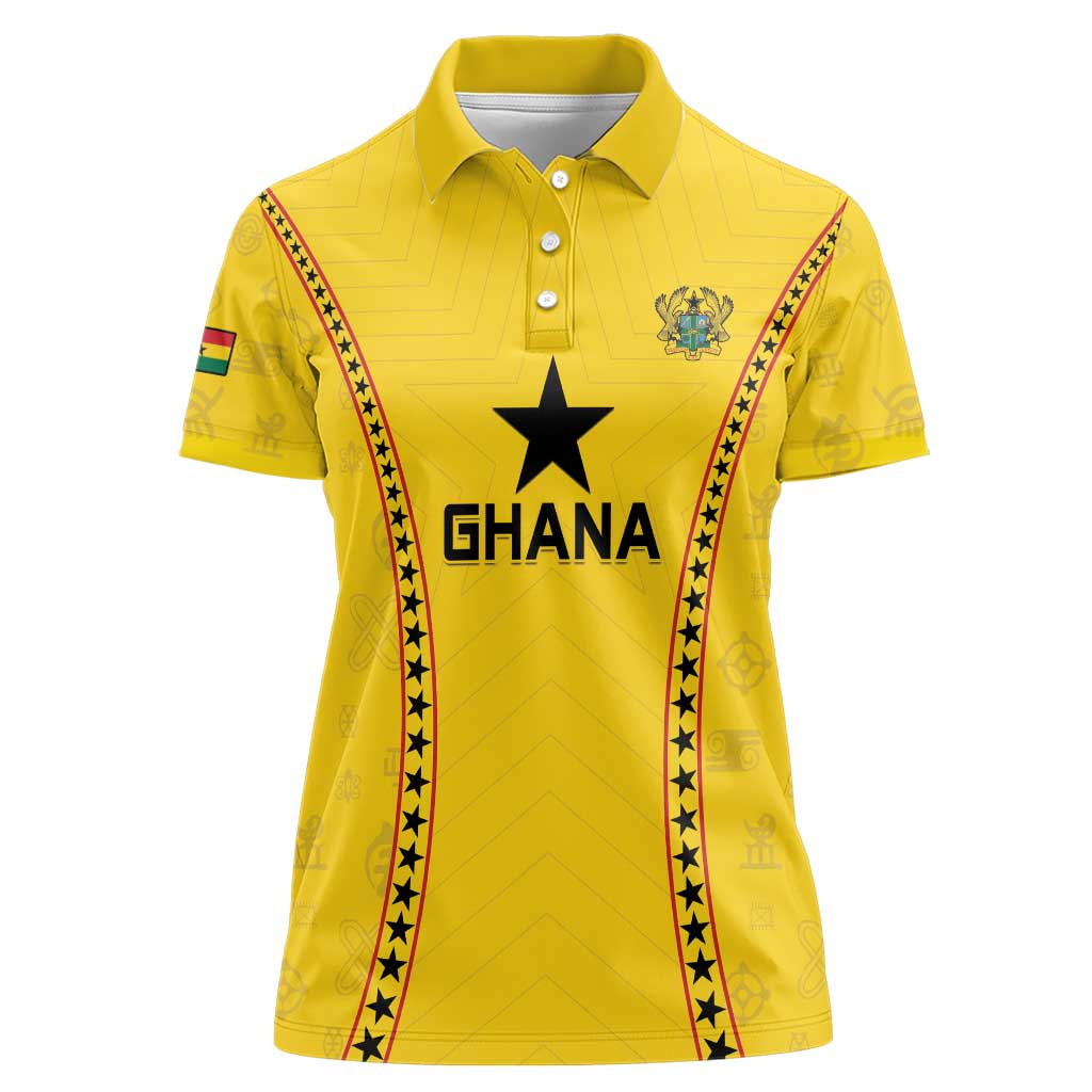 Custom Ghana Football Women Polo Shirt Go Black Stars - Wonder Print Shop