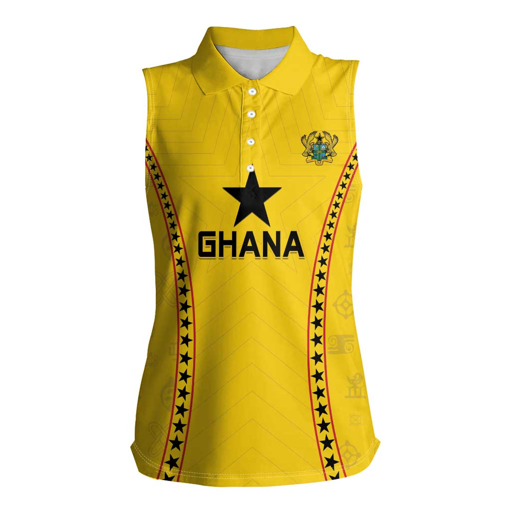 Custom Ghana Football Women Sleeveless Polo Shirt Go Black Stars - Wonder Print Shop