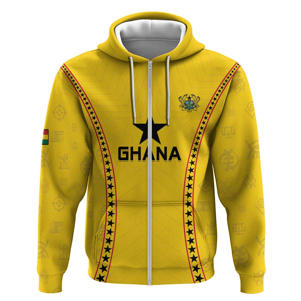 Custom Ghana Football Zip Hoodie Go Black Stars - Wonder Print Shop