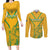 Custom South Africa Soccer Couples Matching Long Sleeve Bodycon Dress and Long Sleeve Button Shirt Go Bafana Bafana