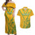 Custom South Africa Soccer Couples Matching Off Shoulder Maxi Dress and Hawaiian Shirt Go Bafana Bafana